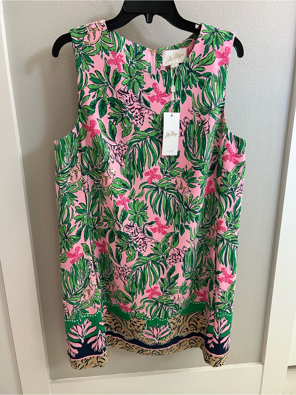 Lilly Pulitzer Pink and Green Tropical Shift Dress